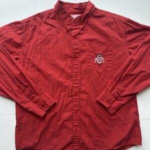 Ohio State Varsity Authentic Apparel Mens XL Red Check Button Down Shirt NCAA